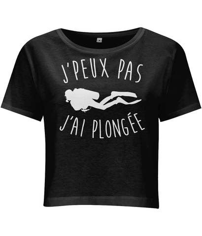 Crop top Femme J'peux pas j'ai plongée - Noir