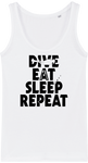 Débardeur Femme Dive Eat Sleep Repeat - Blanc