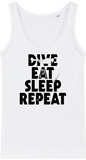 Débardeur Femme Dive Eat Sleep Repeat - Blanc