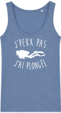 Débardeur Femme J'peux pas j'ai plongée - Bleu chiné