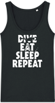 Débardeur Femme Dive Eat Sleep Repeat - Noir