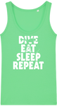 Débardeur Femme Dive Eat Sleep Repeat - Menthe