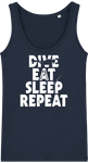 Débardeur Femme Dive Eat Sleep Repeat - Bleu marine