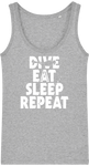 Débardeur Femme Dive Eat Sleep Repeat - Gris chiné