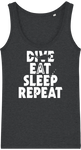 Débardeur Femme Dive Eat Sleep Repeat - Gris foncé chiné