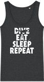 Débardeur Femme Dive Eat Sleep Repeat - Gris foncé chiné