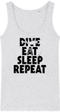 Débardeur Femme Dive Eat Sleep Repeat - Gris clair chiné