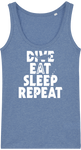 Débardeur Femme Dive Eat Sleep Repeat - Bleu chiné