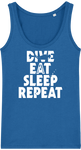 Débardeur Femme Dive Eat Sleep Repeat - Bleu roi