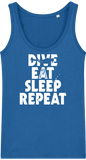 Débardeur Femme Dive Eat Sleep Repeat - Bleu roi