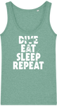 Débardeur Femme Dive Eat Sleep Repeat - Jade chiné