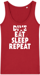 Débardeur Femme Dive Eat Sleep Repeat - Rouge