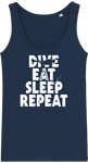 Débardeur Femme Dive Eat Sleep Repeat - Bleu nuit chiné