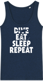 Débardeur Femme Dive Eat Sleep Repeat - Bleu nuit chiné