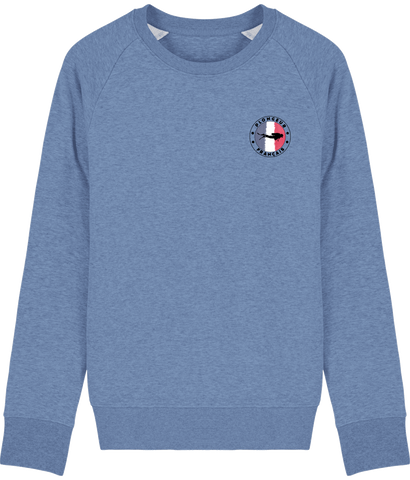 Pull Homme Brodé Plongeur Français - Bleu chiné