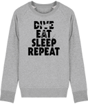 Pull Homme Dive Eat Sleep Repeat - Gris chiné