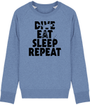 Pull Homme Dive Eat Sleep Repeat - Bleu chiné