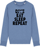 Pull Homme Dive Eat Sleep Repeat - Bleu chiné