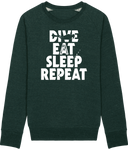 Pull Homme Dive Eat Sleep Repeat - Vert sapin chiné