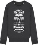 Pull Homme Un grand cœur et des grands poumons - Gris foncé chiné