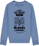 Pull Homme Un grand cœur et des grands poumons - Bleu chiné