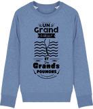 Pull Homme Un grand cœur et des grands poumons - Bleu chiné