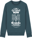 Pull Homme Un grand cœur et des grands poumons - Bleu canard