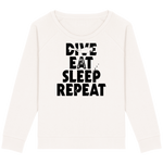 Pull Femme Dive Eat Sleep Repeat - Blanc vintage