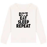 Pull Femme Dive Eat Sleep Repeat - Blanc vintage