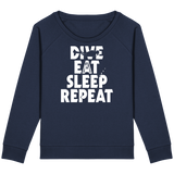 Pull Femme Dive Eat Sleep Repeat - Bleu marine