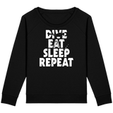 Pull Femme Dive Eat Sleep Repeat - Noir