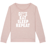 Pull Femme Dive Eat Sleep Repeat - Rose poudré chiné