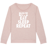 Pull Femme Dive Eat Sleep Repeat - Rose poudré chiné