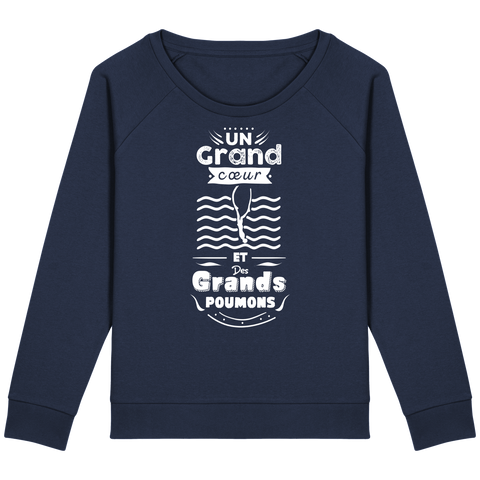 Pull Femme Un grand cœur et des grands poumons - Bleu marine