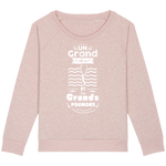 Pull Femme Un grand cœur et des grands poumons - Rose poudré chiné