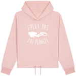 Sweat Court Femme J'peux pas j'ai plongée - Rose poudré chiné