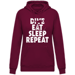 Sweat Femme Dive Eat Sleep Repeat - Bordeaux