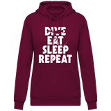 Sweat Femme Dive Eat Sleep Repeat - Bordeaux