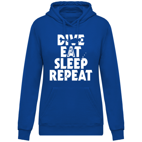 Sweat Femme Dive Eat Sleep Repeat - Bleu roi