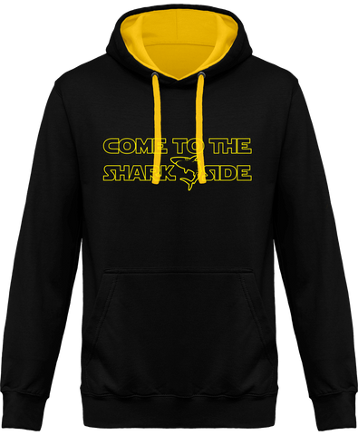 Sweat Homme Come to the shark side - Noir / Capuche jaune