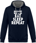 Sweat Homme Dive Eat Sleep Repeat - Bleu marine / Capuche bleu marine
