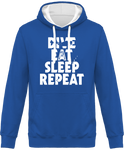 Sweat Homme Dive Eat Sleep Repeat - Bleu / Capuche blanche
