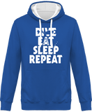 Sweat Homme Dive Eat Sleep Repeat - Bleu / Capuche blanche