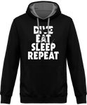 Sweat Homme Dive Eat Sleep Repeat - Noir / Capuche grise