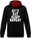 Sweat Homme Dive Eat Sleep Repeat - Noir / Capuche rouge