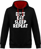 Sweat Homme Dive Eat Sleep Repeat - Noir / Capuche rouge
