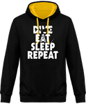 Sweat Homme Dive Eat Sleep Repeat - Noir / Capuche jaune