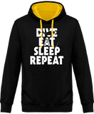 Sweat Homme Dive Eat Sleep Repeat - Noir / Capuche jaune
