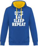 Sweat Homme Dive Eat Sleep Repeat - Bleu / Capuche jaune
