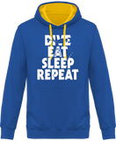 Sweat Homme Dive Eat Sleep Repeat - Bleu / Capuche jaune